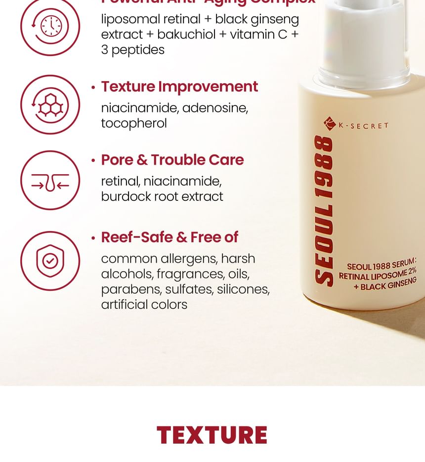 K-Secert Seoul 1988  Retinal Liposome 2% + Black Ginseng Serum