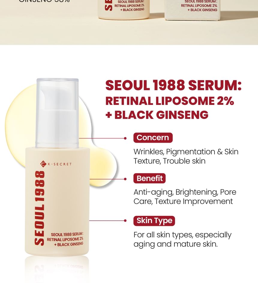 K-Secert Seoul 1988  Retinal Liposome 2% + Black Ginseng Serum